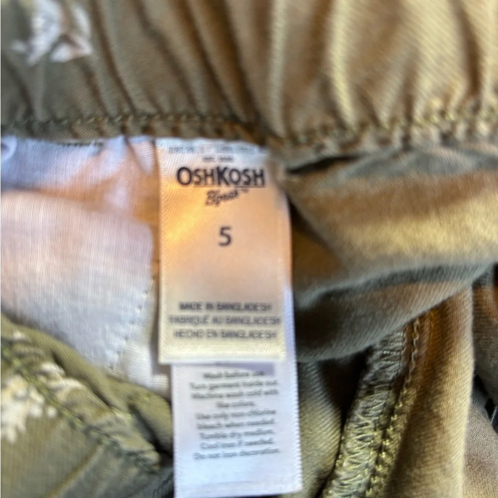 Girls Sage Green OshKosh B'gosh Floral Jumpsuit w/ Adjustable Straps Size 5